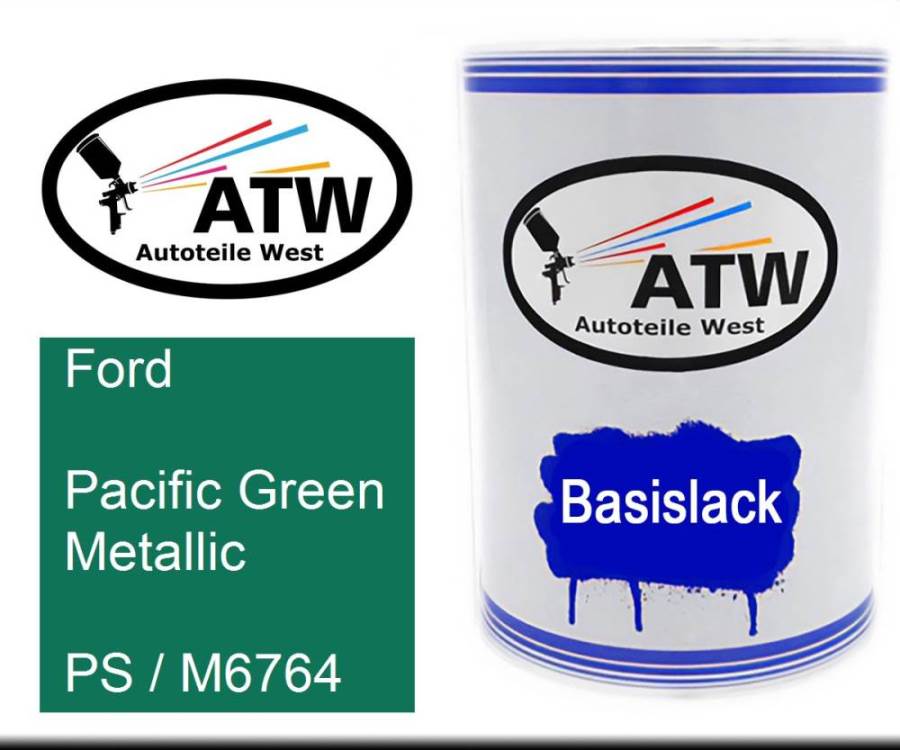 Ford, Pacific Green Metallic, PS / M6764: 500ml Lackdose, von ATW Autoteile West.